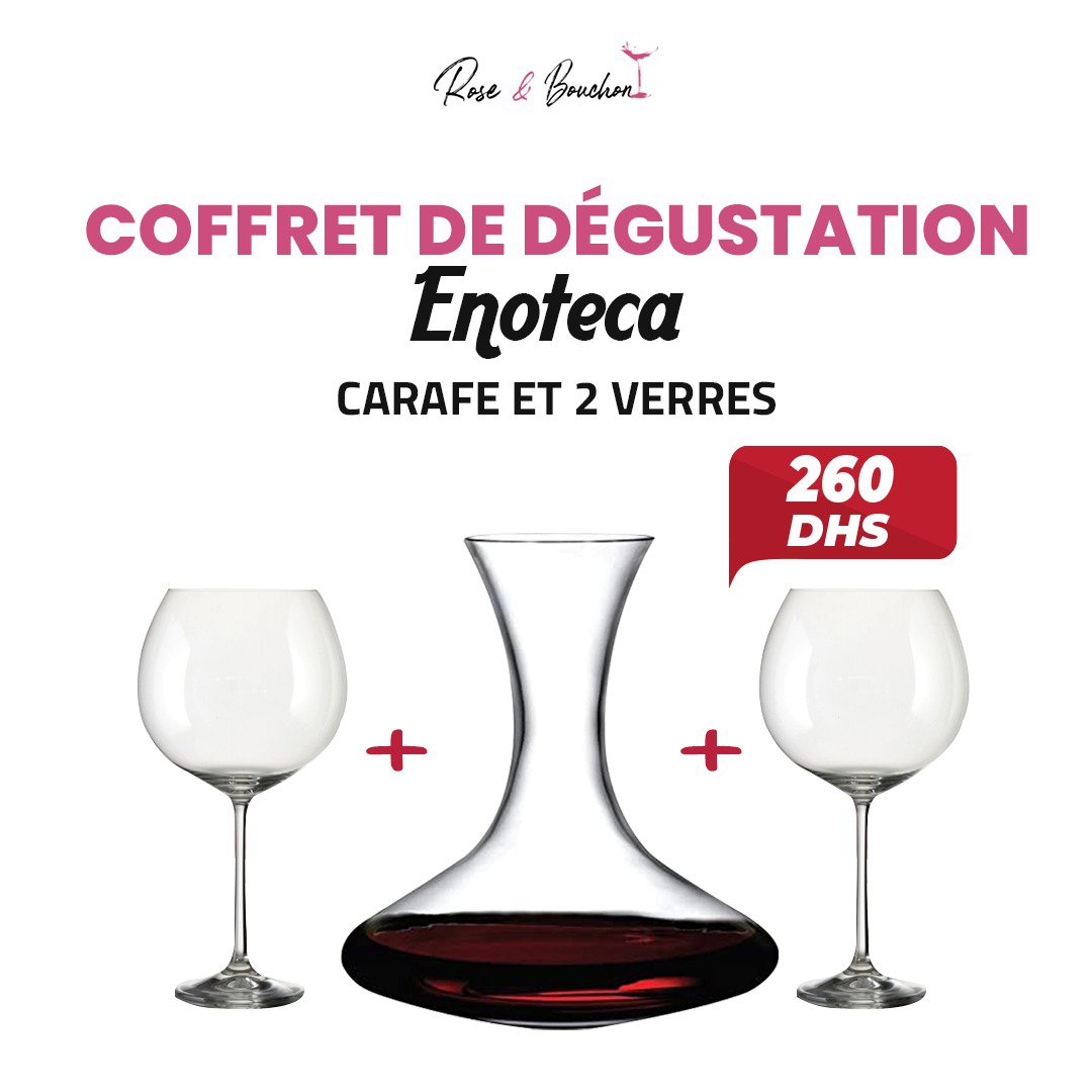 Coffret de dégustation ENOTECA ( Pack : Carafe et 2 verres )