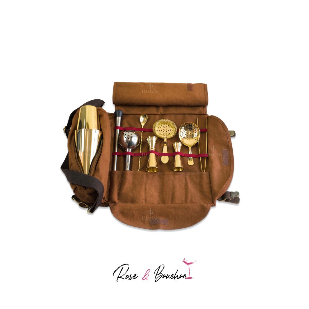 Bartender Roll Complete Gold en cuir velours