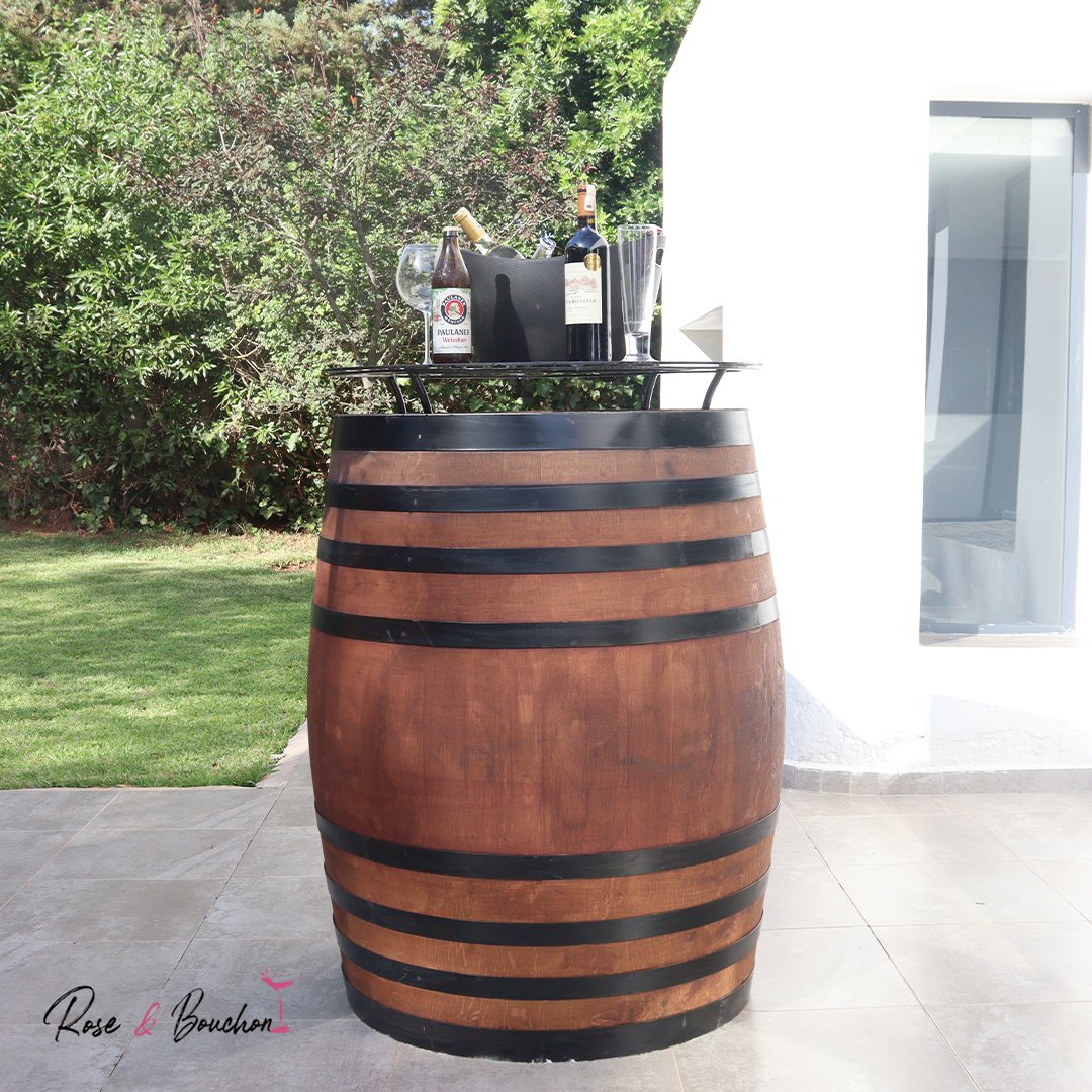 Table Tonneau avec plateau en verre – 500 Litres