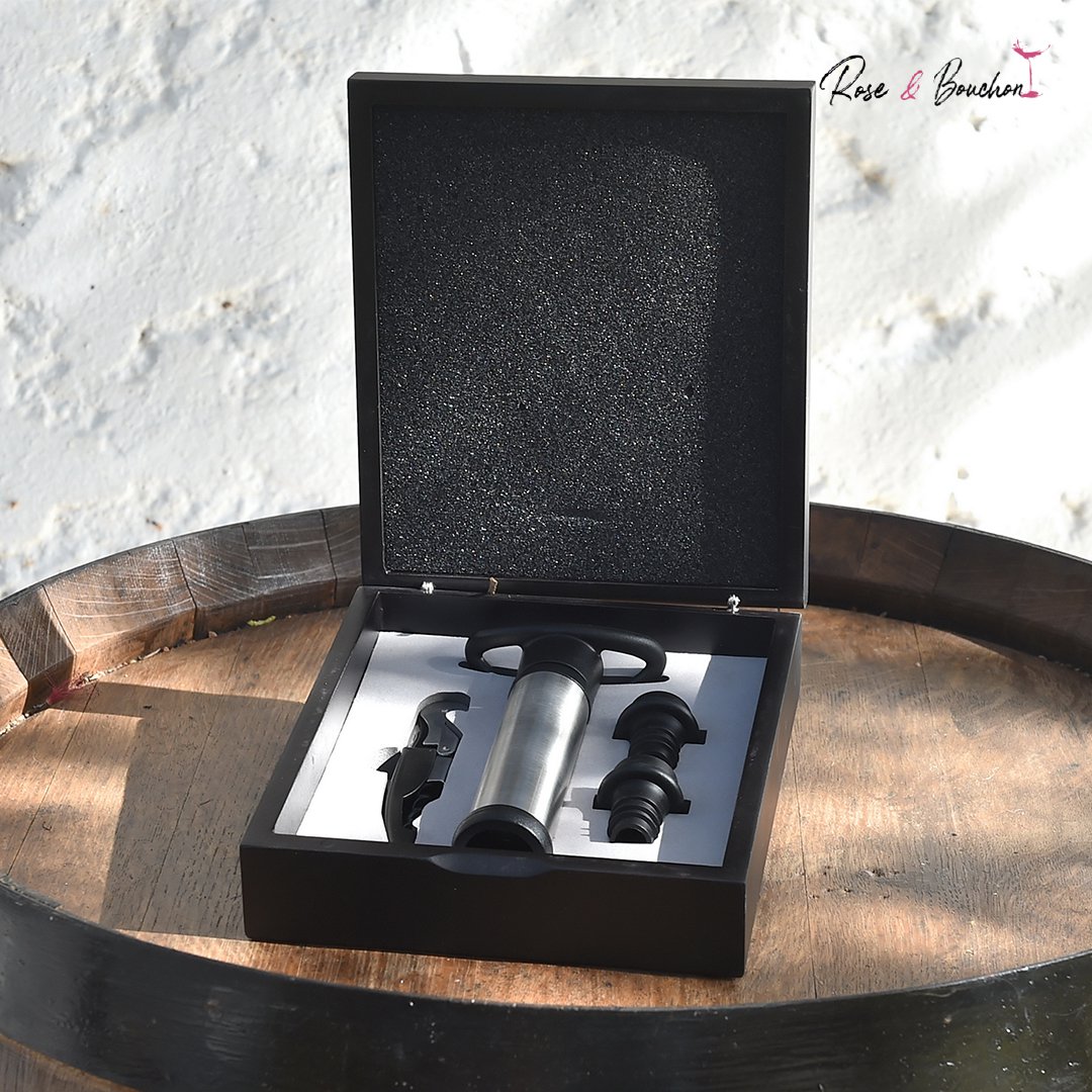 Set tire-bouchon + pompe à vide + 2 bouchons