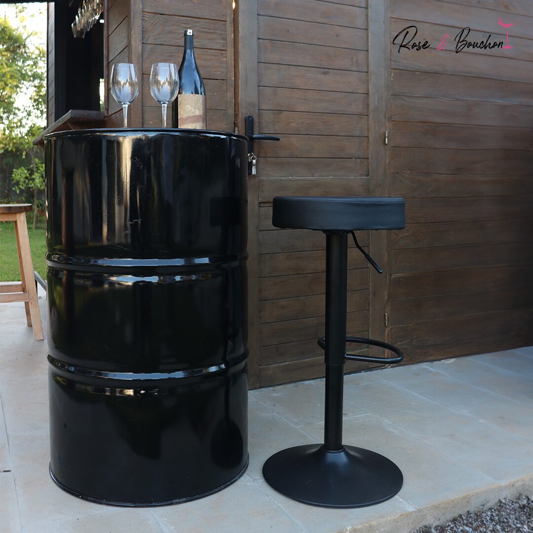 Baril Personnalisable – Noir Brillant + 2 Tabourets