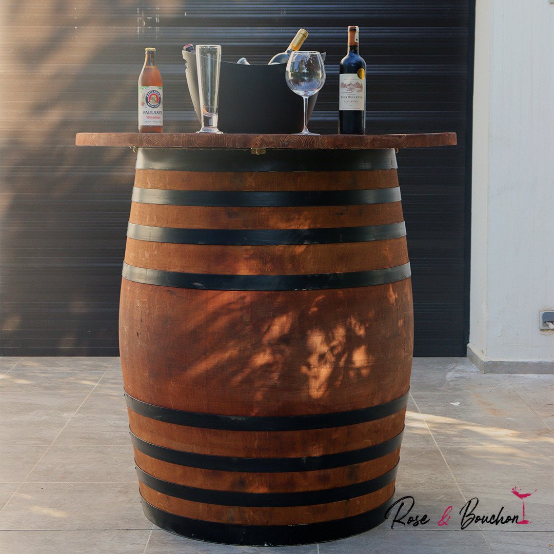 Table Tonneau avec plateau en Bois – 400 Litres