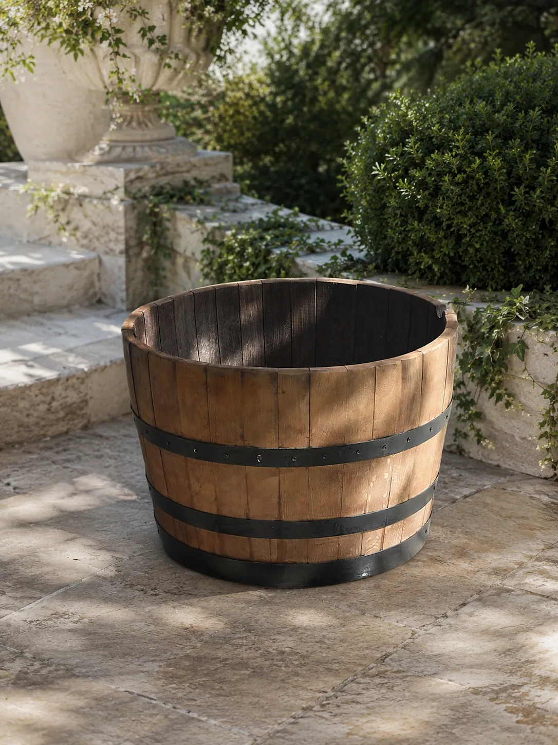 Rose et Bouchon | Bac étanche bois fût de chêne – Pièce signature jardin — produit