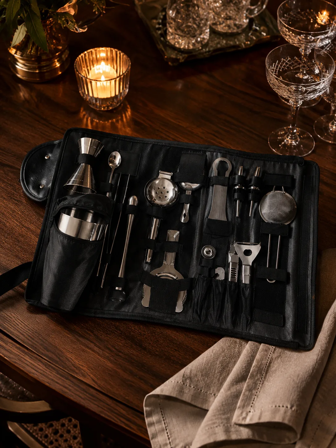Rose et Bouchon | Bartender Roll Complete Black – Précision et style mixologie — produit