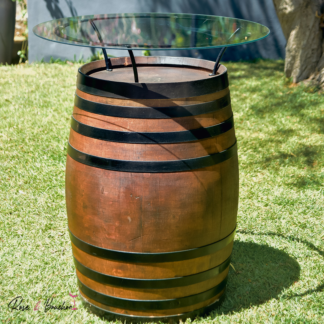 Table Tonneau avec plateau en verre – 225 Litres