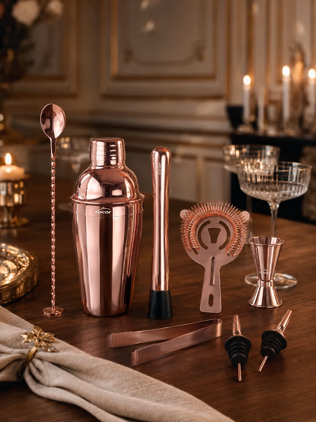 Rose et Bouchon | Kit Cocktail Acier Cuivré – Précision et Créativité — produit